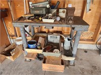 Heavy duty work bench- steel base , wood top
