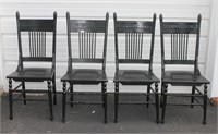 Lot of 4 Oak Cane Bottom Chairs Painted Black