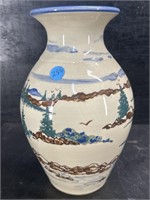 HAND PAINTED WATERFALL POTTERY VASE