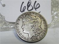 1901 O MORGAN SILVER DOLLAR COIN G OOD-V