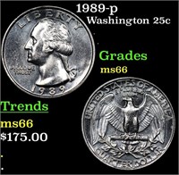 1989-p Washington Quarter 25c Grades GEM+ Unc