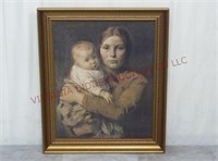 Mother & Child Portrait ~ Print on Canvas, Framed