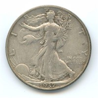 1937-S Walking Liberty Silver Half Dollar - VF