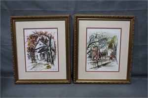 Pair of Framed Lithographs by John Burton