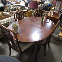 DINING TABLE W/ 5 CHAIRS-NEEDS REFINISHING