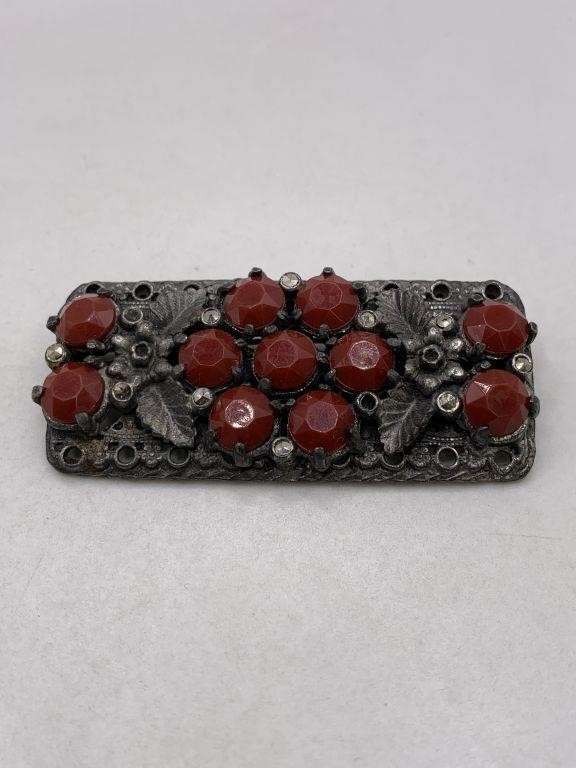 VINTAGE GLASS STONE BROOCH-SEE PICTURES