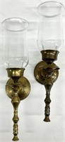 2 Vintage Brass Candle Sconces