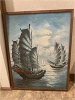 Oil painting of Ships