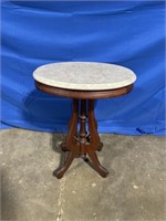 Marble table top with wood base end table