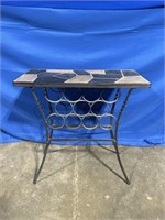 Metal wine rack table with stone top