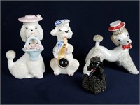 4 Ceramic Poodle Figurenes