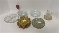 Various glassware and candleholders