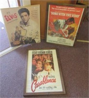 Elvis Poster, Framed Casablanca, and Gone with