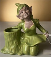 1951 Gliner Chartreuse Pixie Elf Ceramic Planter