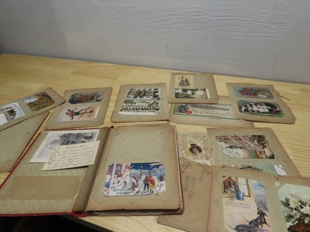 Antique postcards & ephemera scrapbook.