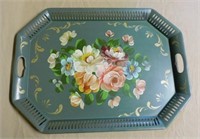Reticulated Hand Painted Tole Tray.