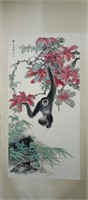 Chinese Ink Color Scroll Painting w Signature