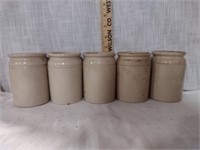 Vintage Small Stoneware Jam Jars/Crocks (5)