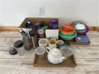 Cups, Tupperware, and Blender Bottles