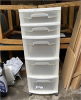 Sterilite rolling drawers (5)  overall sz 33.25”