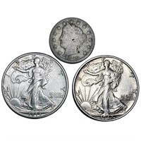 [3] Varied Silver Coinage [1886, 1914-D, 1942-S]