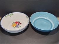 Ceramic Fruit Bowl And Blue Serving Bowl