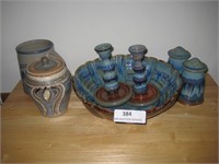 7 Pcs of Pottery-Stein-S&P Shakers-Candle Sticks-*