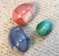 Three Decorative Stone Eggs