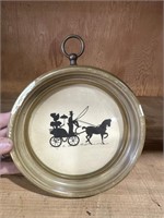 Small Vintage Silhouette Picture Horse / Buggy