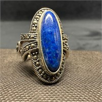 Lapis Lazuli Marcasite Sterling Ring