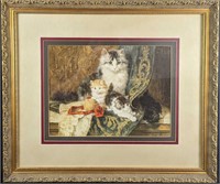 JB Framed Henriette Ronner Cat With Kittens Print