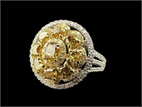 14K FANCY BROWN AND YELLOW DIAMOND RING