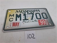 1999 Mississippi MC Licence Plate