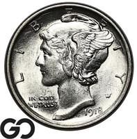 1918-S Mercury Dime, Lustrous BU++ Better Date