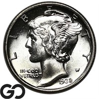 1938-S Mercury Dime, Gem BU Lustrous Blazer