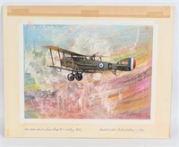 ORIGINAL WATERCOLOR BY BIEDERMAN BRISTOL AIRPLANE