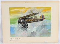 ORIGINAL WATERCOLOR BY BIEDERMAN CURTISS P-1 HAWK