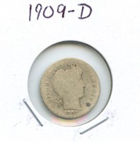 1909-D Barber Silver Dime