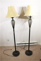 Decorative Wrought Iron Bronzed Set of Floor Lamps