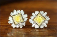 0.46ct Yellow Diamond Drop Earrings 18K Gold