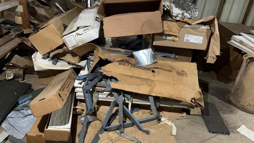 Lot of assorted ceiling tile and metal roofing