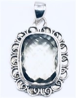 925 Silver 16.10 ct Green Amethyst Pendant