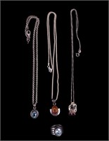 Sterling Silver Necklaces, Amber, Topaz