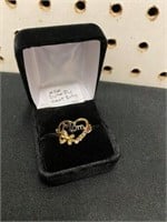 MOM BUTTERFLY HEART RING SIZE 9