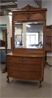 Tiger Wood Oak Dresser with Mirror