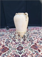 Tall, salmon vase with stand