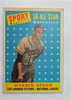 Sport Magazine Warren Spahn 1958 All Star Card