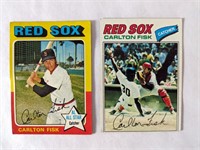 1975 & 77 Carlton Fisk Topps Cards