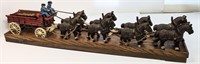 Cast Iron Horses Pulling Wagon Circa 1980