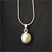 925 Sterling Silver Musical Chime Ball Pendant W/